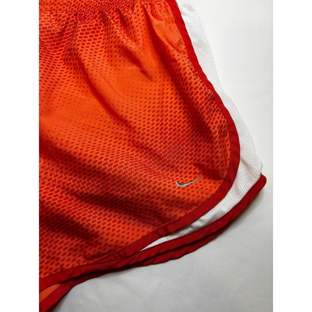 Nike Women's Large Tempo Running Shorts Dri-FIT Orange Digital Dot Print White - Picture 4 of 11